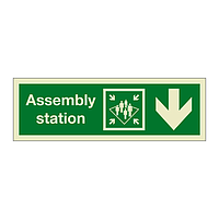 Assembly station with down directional arrow 2019 (Marine Sign)