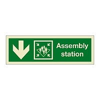 Assembly station with down directional arrow 2019 (Marine Sign)