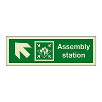 Assembly station with up left directional arrow 2019 (Marine Sign)