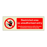 Restricted area no unauthorised entry (Marine Sign)