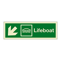 Lifeboat with down left directional arrow 2019 (Marine Sign)