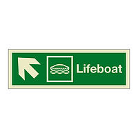 Lifeboat with up left directional arrow 2019 (Marine Sign)