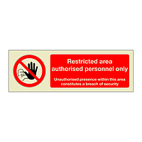 Restricted area authorised personnel only (Marine Sign)