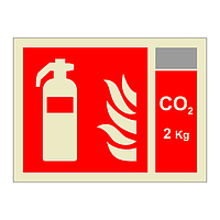 Fire extinguisher with 2kg CO2 Identification (Marine Sign)