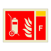 Wheeled fire extinguisher with Foam Identification (Marine Sign)