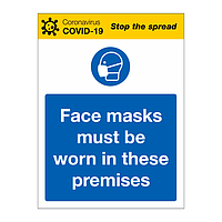 Face masks must be worn in these premises Covid-19 sign