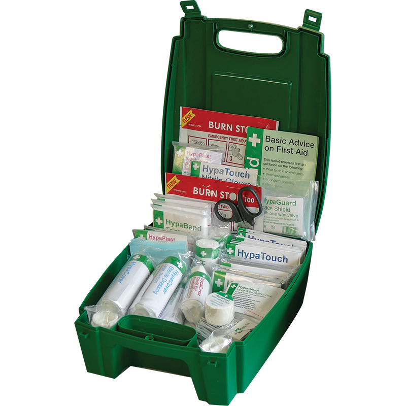 Evolution British Standard Compliant Workplace First aid kit in green case (Medium)