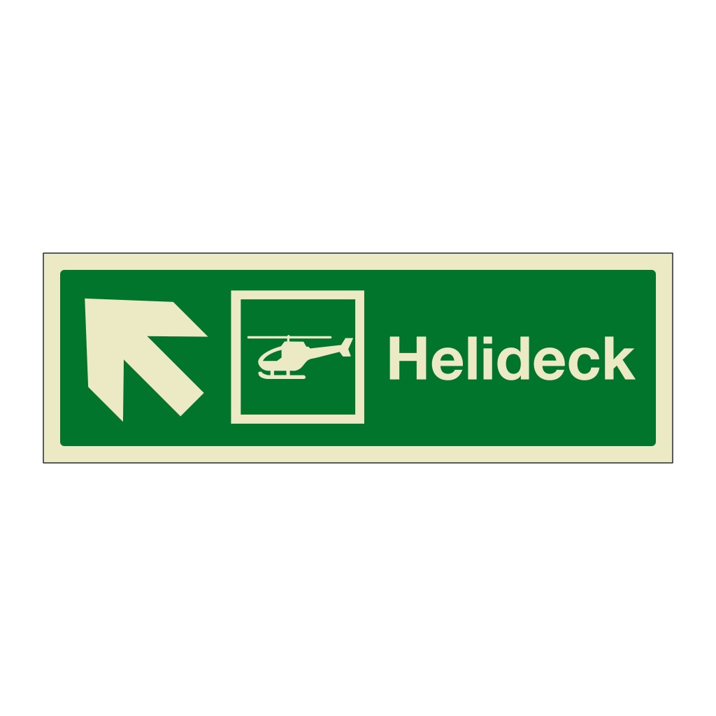 Helideck with up left directional arrow (Marine Sign)