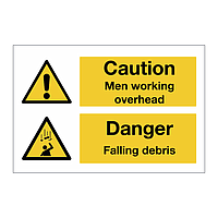 Caution Men working overhead Danger Falling debris sign