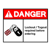 Danger Lockout Tag out required before entering sign