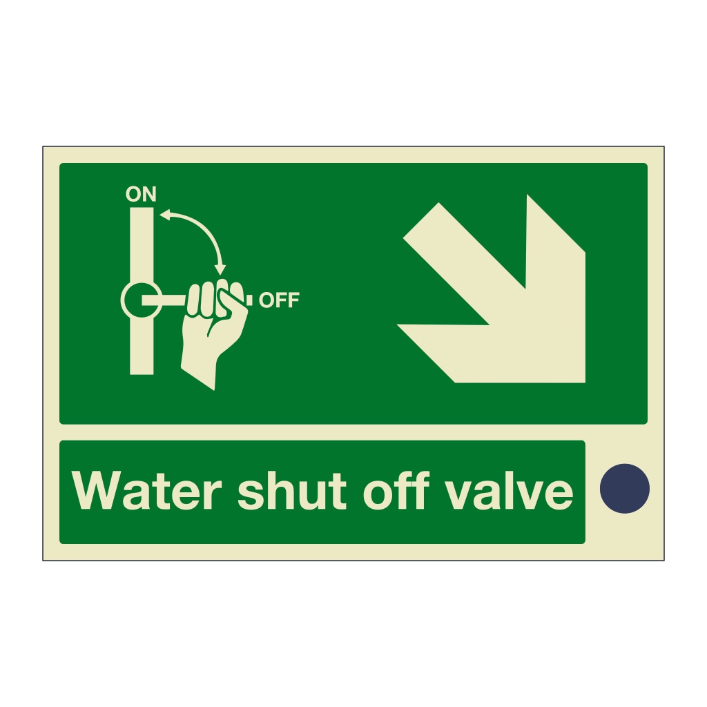 Water shut off control valve with down right arrow sign | BSS