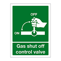 Gas shut off control valve sign