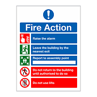 Fire action sign with symbols