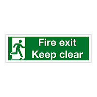 Fire exit Keep clear sign