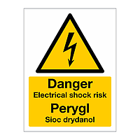 Danger Electric shock risk English/Welsh sign
