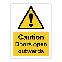 Caution Doors open outwards sign