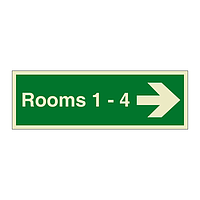 Rooms 1 - 4 arrow right sign