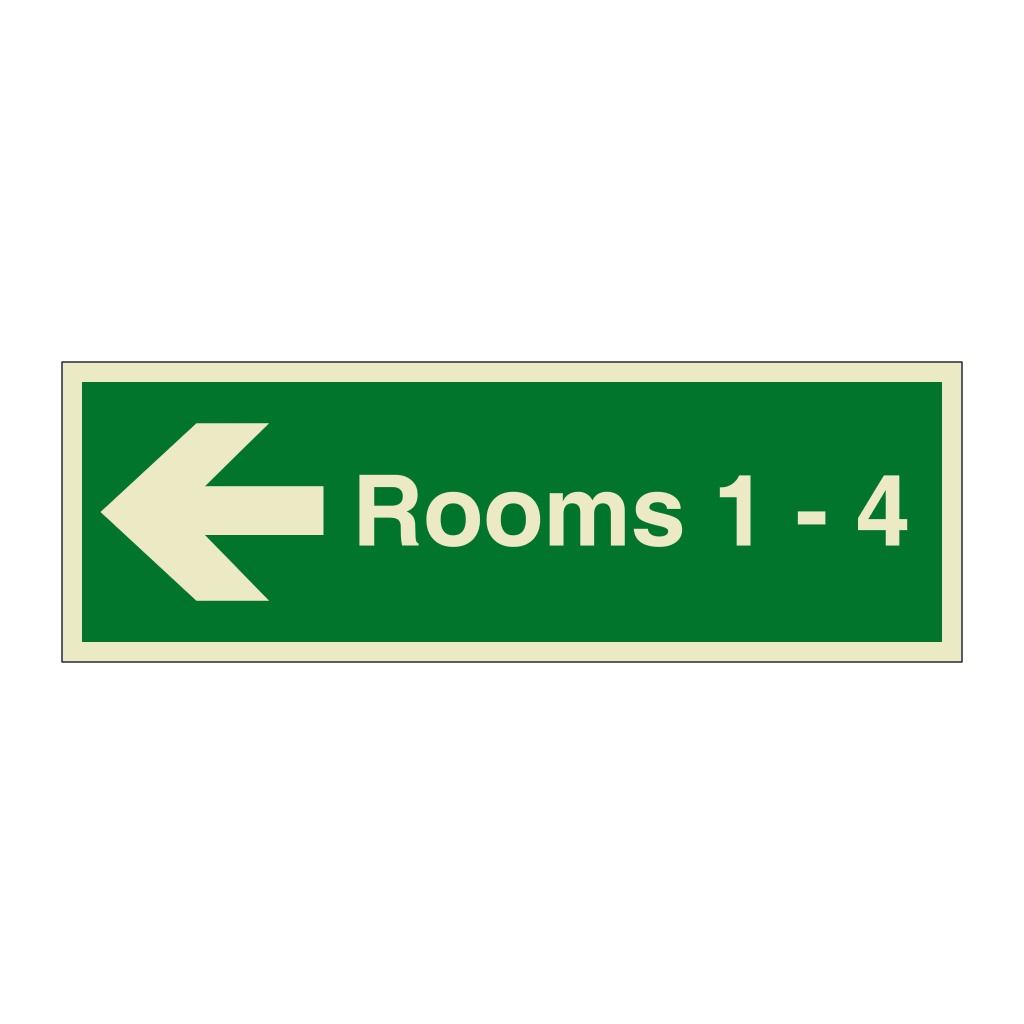 Rooms 1 - 4 arrow left sign