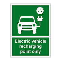 Electric vehicle recharging point only sign