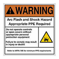 Warning Arc flash and shock hazard sign