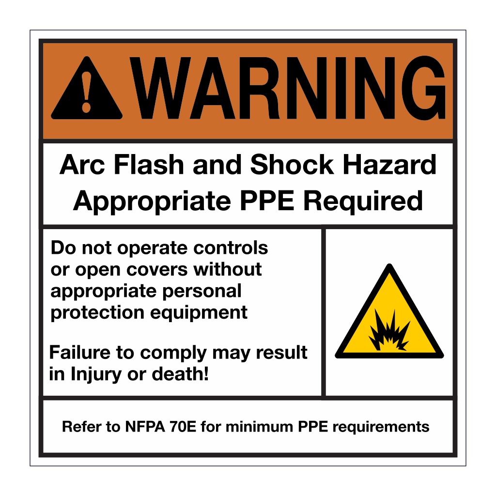 Warning Arc flash and shock hazard sign