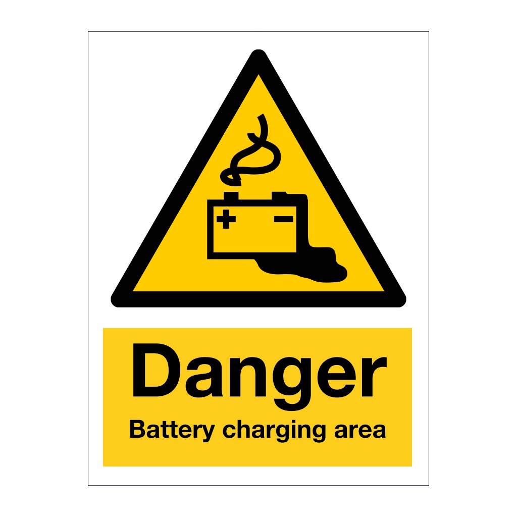 Danger Battery charging area sign