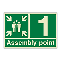 Assembly Point 1 with arrows sign