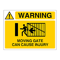 Warning Moving gate can cause injury sign