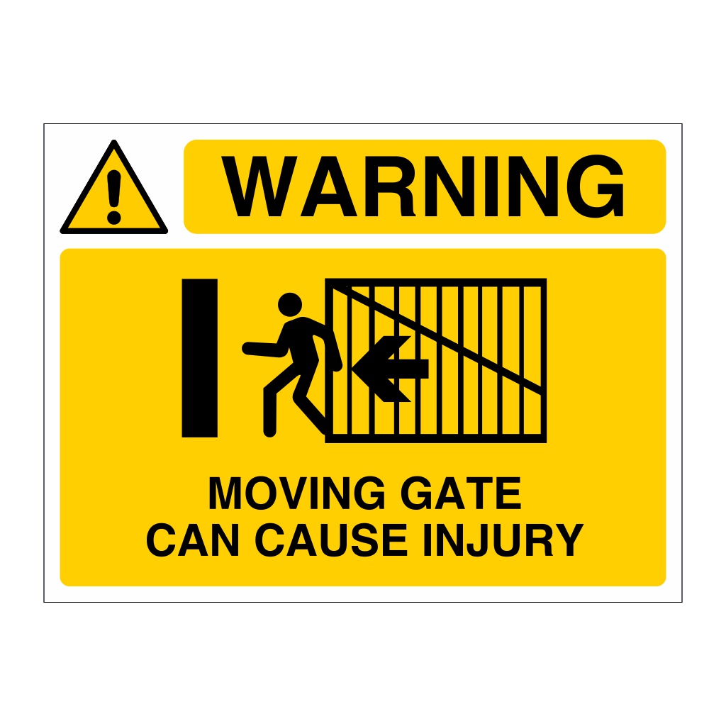 Warning Moving gate can cause injury sign