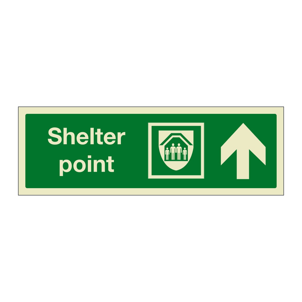 Shelter point with up directional arrow (Marine Sign)