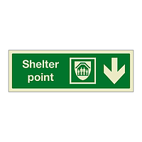 Shelter point with down directional arrow (Marine Sign)