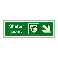 Shelter point with down right directional arrow (Marine Sign)