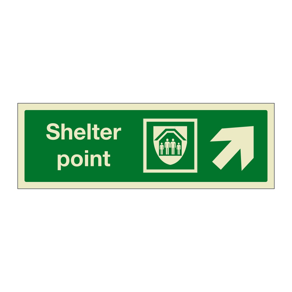 Shelter point with up right directional arrow (Marine Sign)