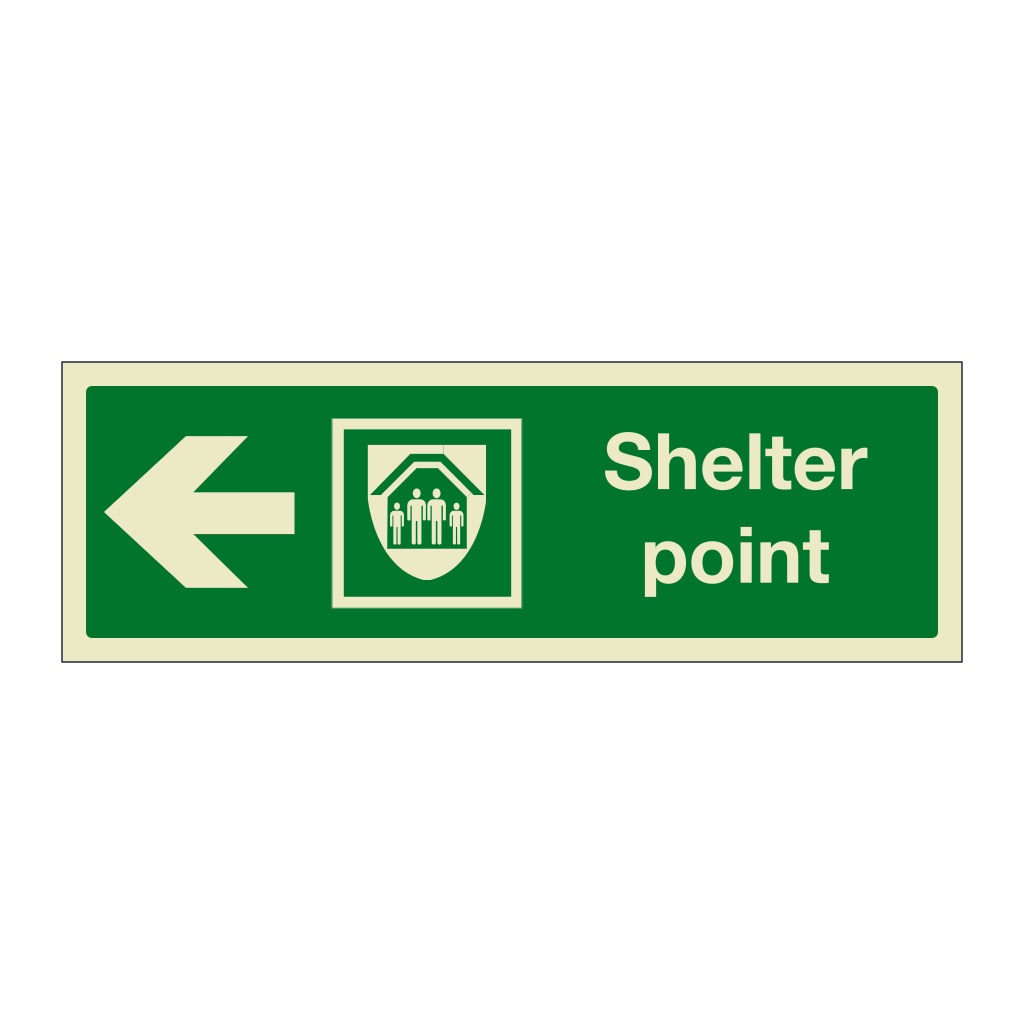 Shelter point with left directional arrow (Marine Sign)