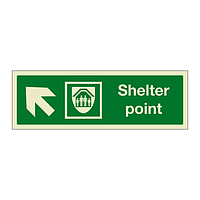Shelter point with up left directional arrow (Marine Sign)