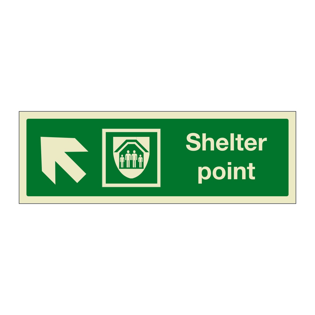 Shelter point with up left directional arrow (Marine Sign)