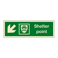 Shelter point with down left directional arrow (Marine Sign)