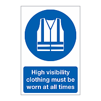 High visibility clothing must be worn at all times sign