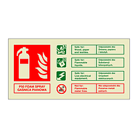 P50 Foam spray fire extinguisher identification English/Polish sign