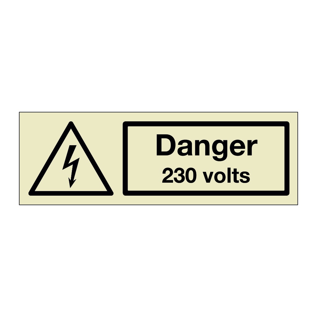 Danger 230 volts (Marine Sign) | British Safety Signs