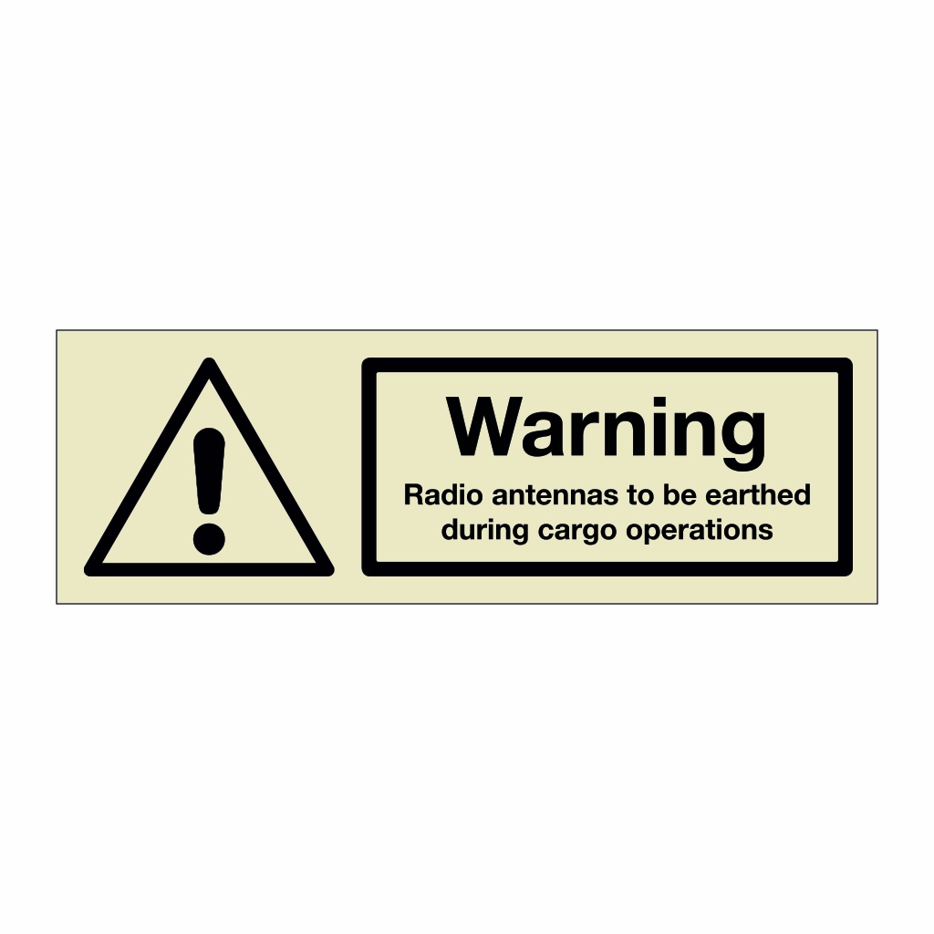 Warning Radio antennas to be earthed (Marine Sign)