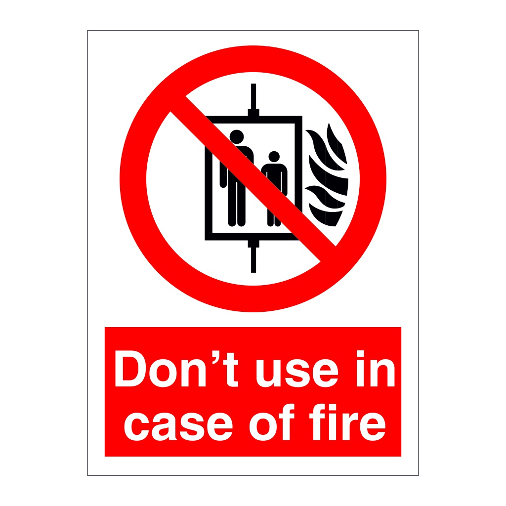 Do not use lift in case of fire sign