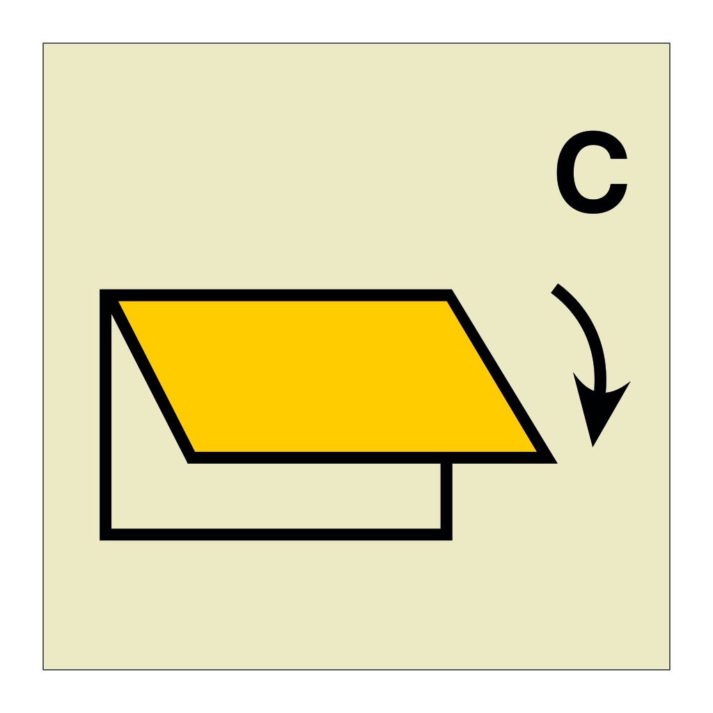 Closing device for ventilation inlet or outlet for cargo spaces (Marine Sign)