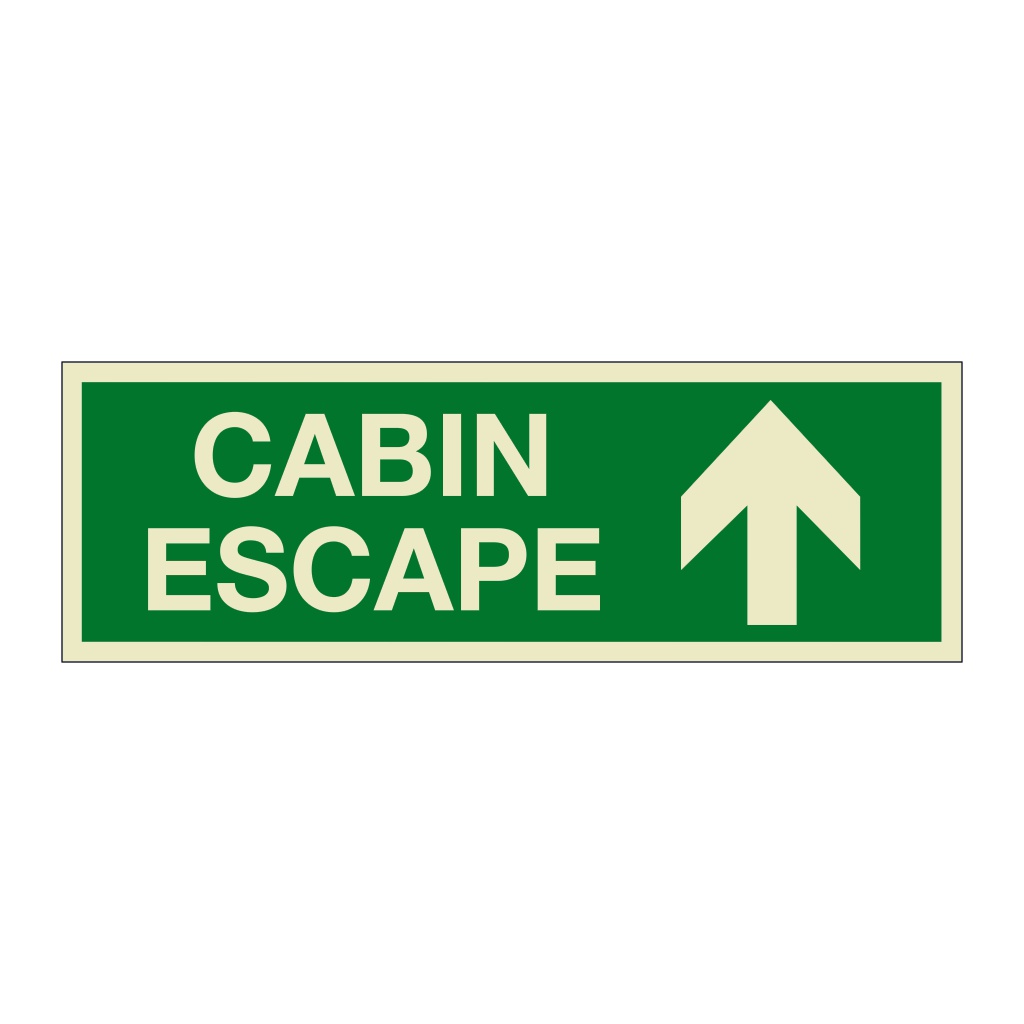 Cabin escape with up directional arrow | British Safety Signs