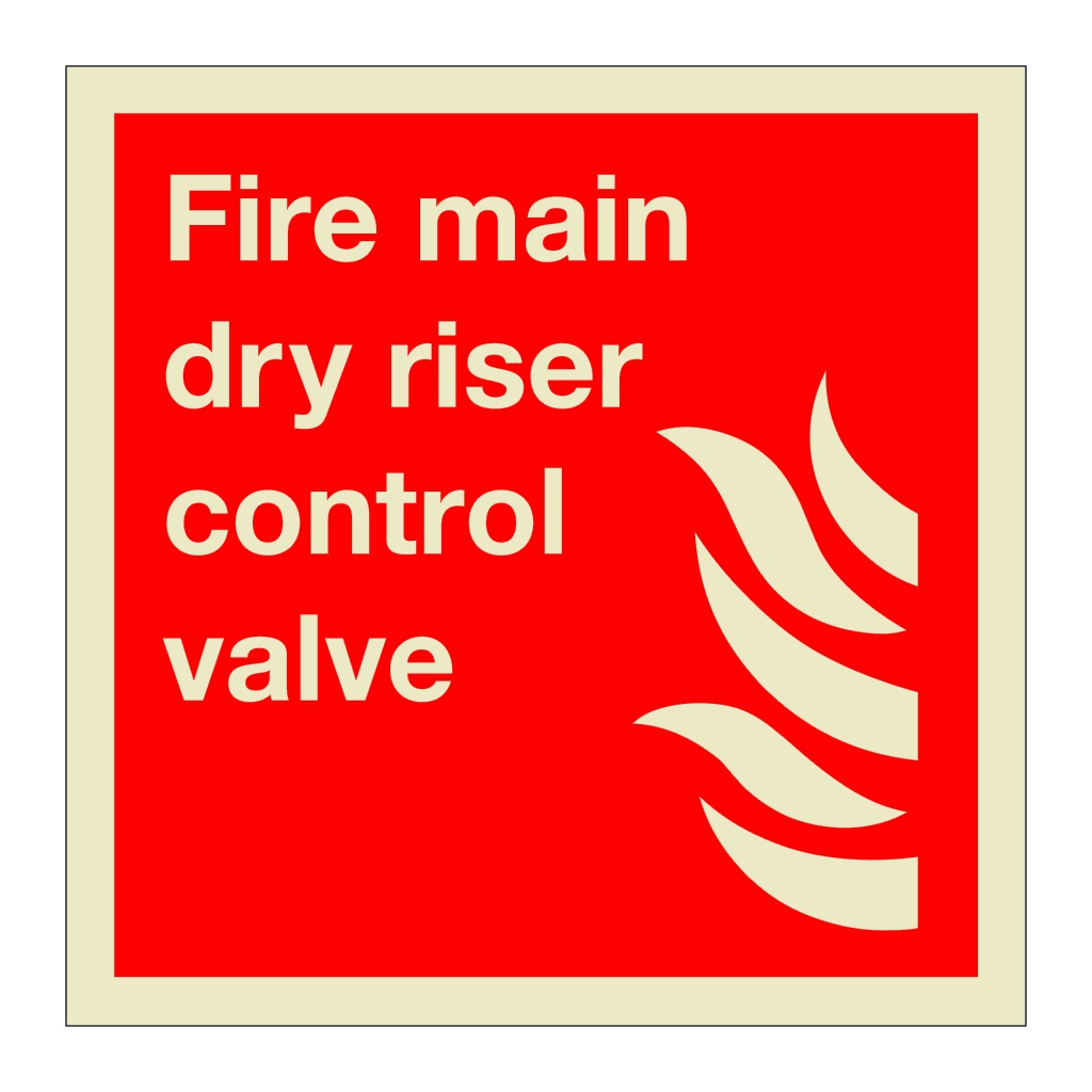 Fire main dry riser control valve sign | British Safety Signs
