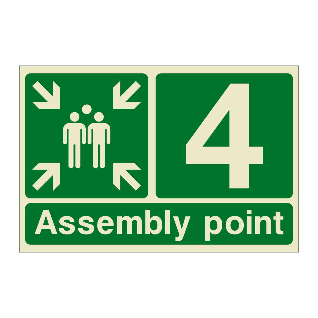 Assembly Point 4 with arrows sign