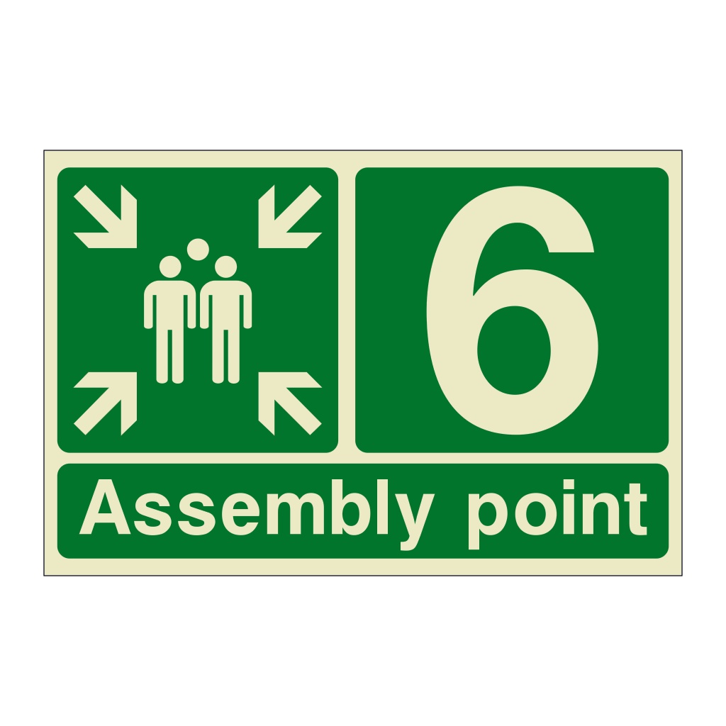 Assembly Point 6 with arrows sign