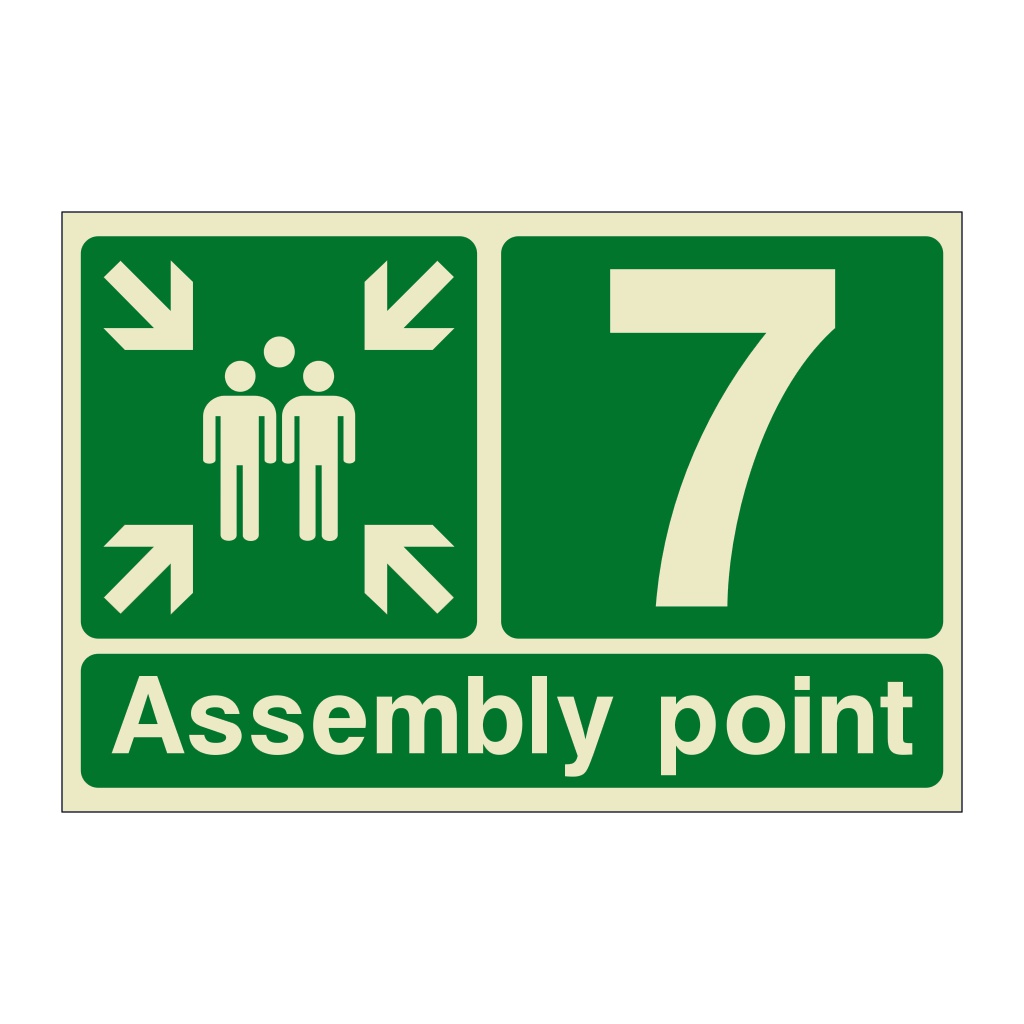 Assembly Point 7 with arrows sign