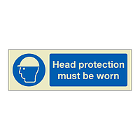 Head protection must be worn (Marine Sign)