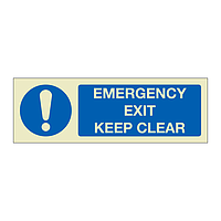 Emergency exit keep clear (Marine Sign)